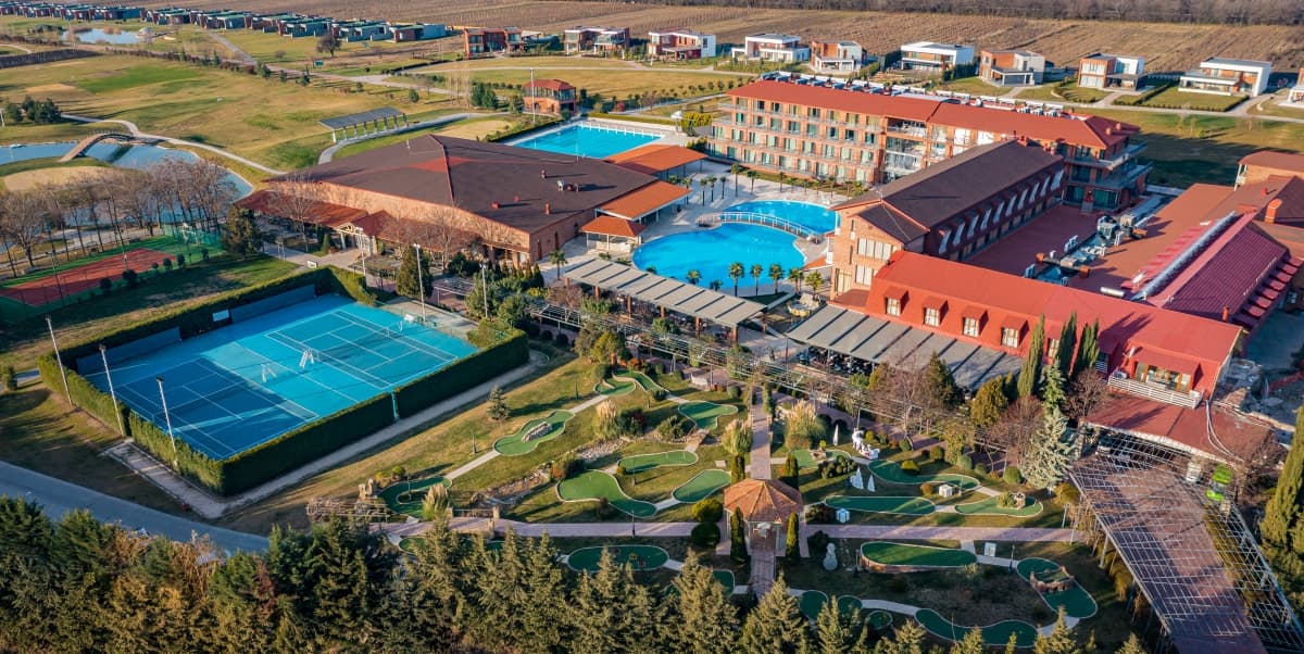 Ambassadori Aviation Village — aerial view of the resort in Kakheti, Georgia